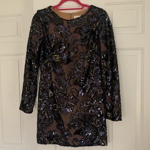 Navy & Nude Sequined Mini Dress Size M